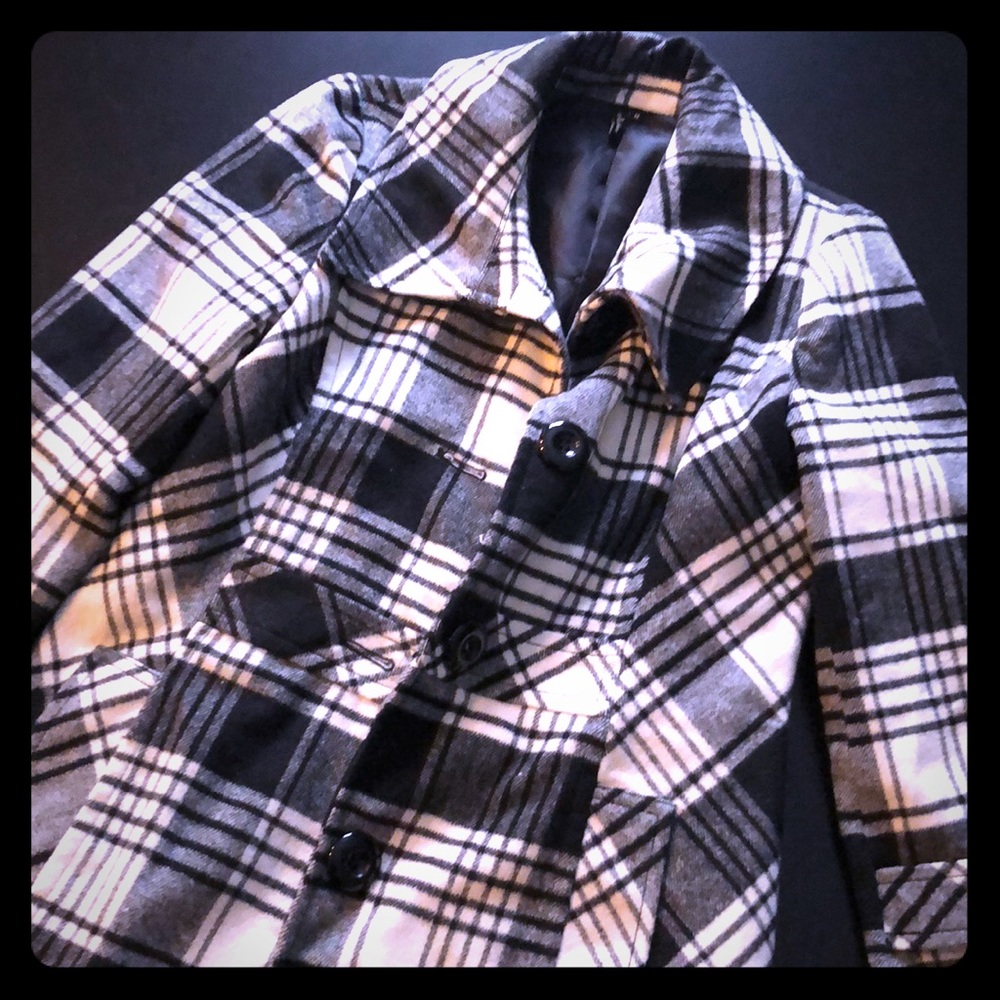 Plaid pea coat - great condition